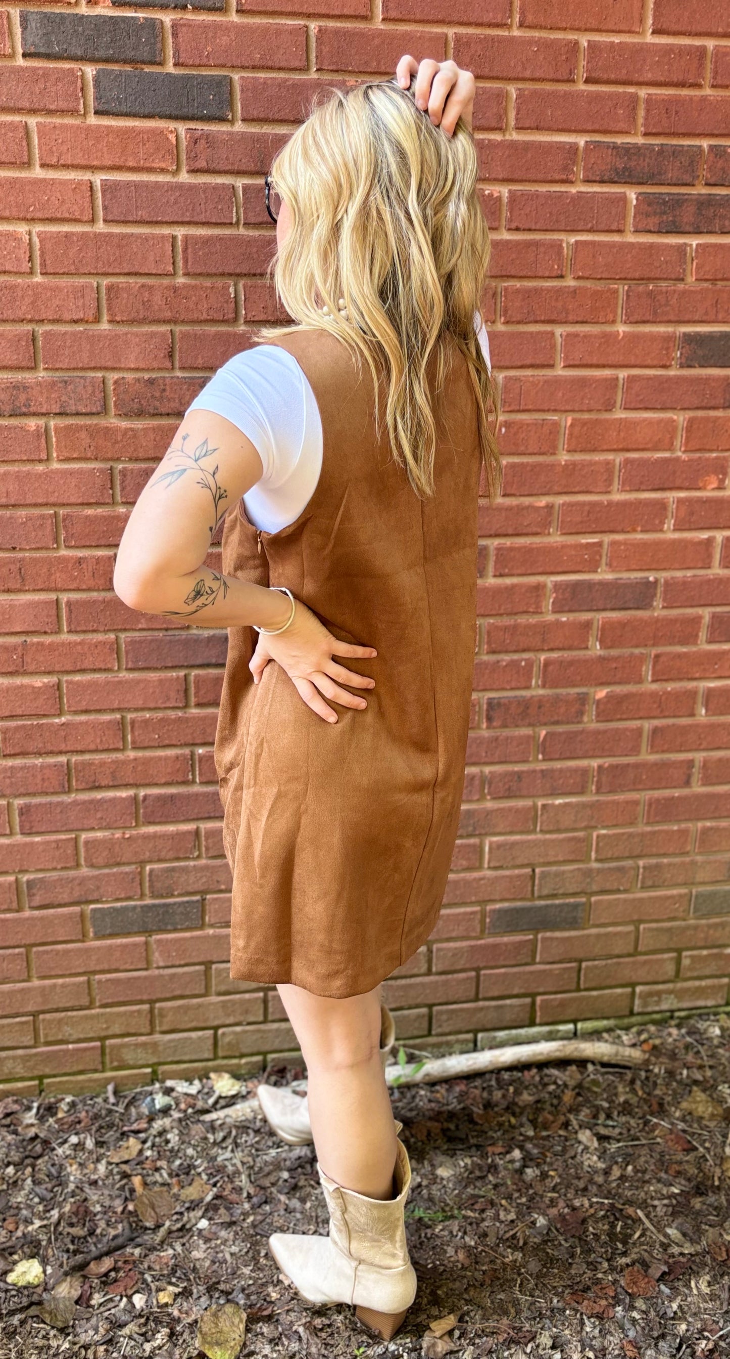 Golden Hour Suede Shift Dress