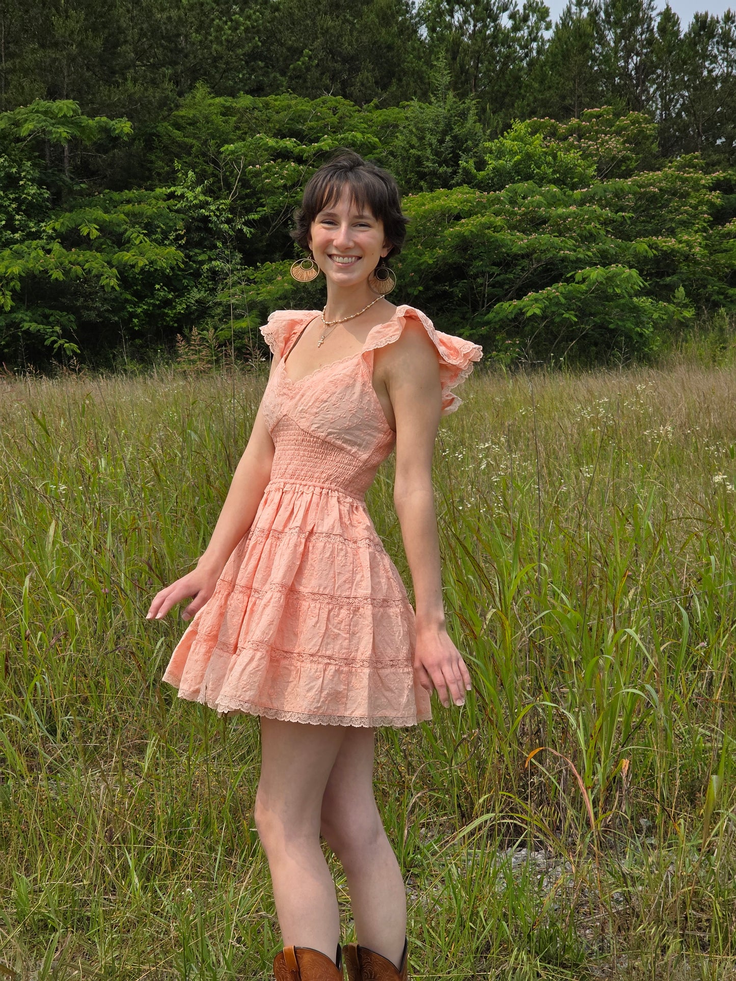 Coral Cloud Mini Dress