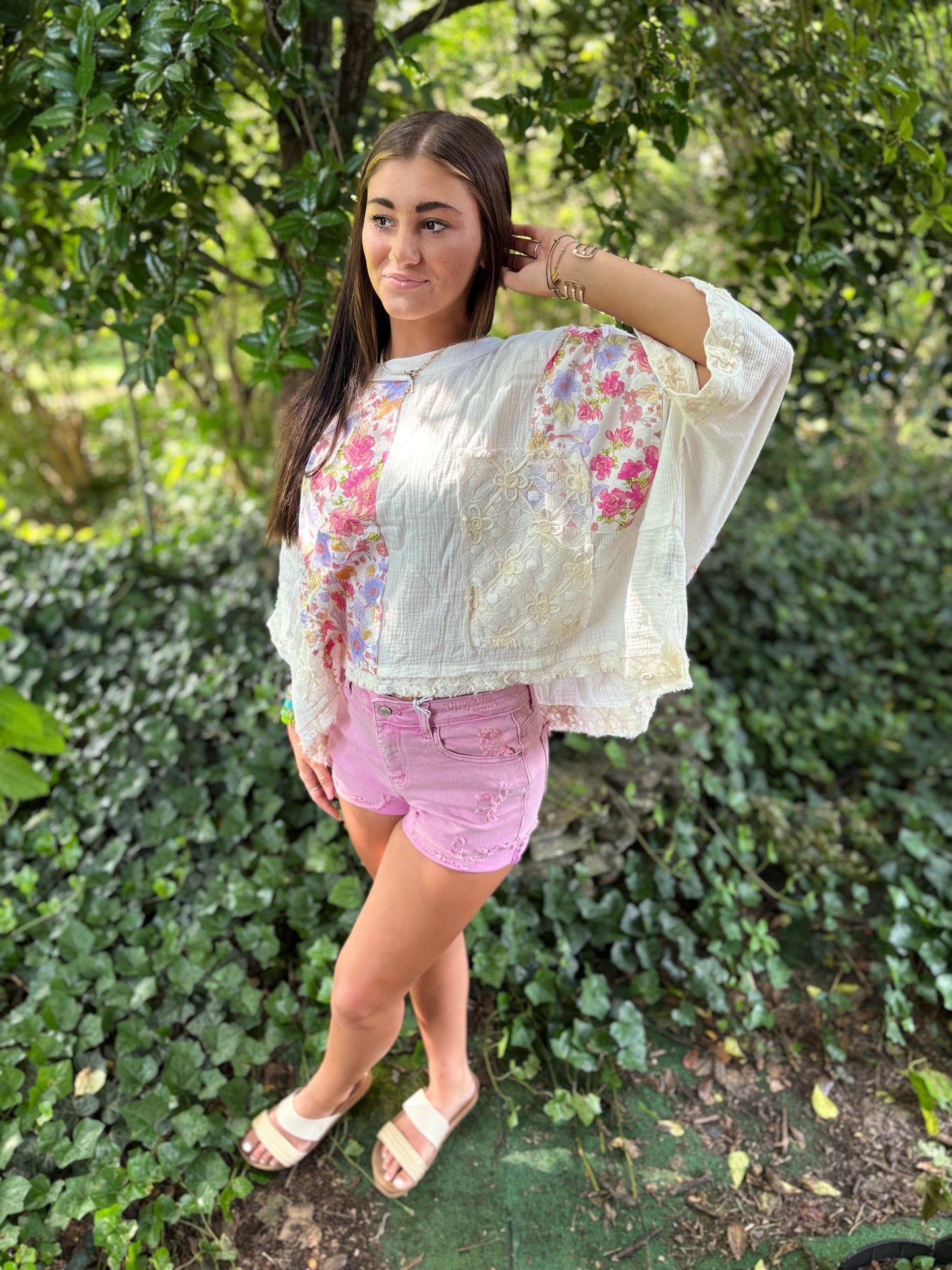 Bubblegum Edge Distressed Shorts