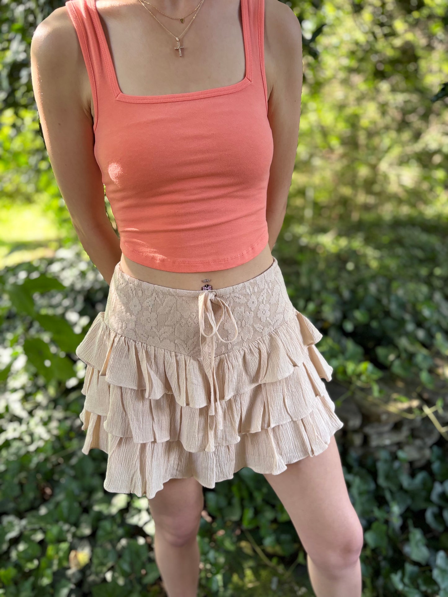 Peachy Keen Ruffle Skort