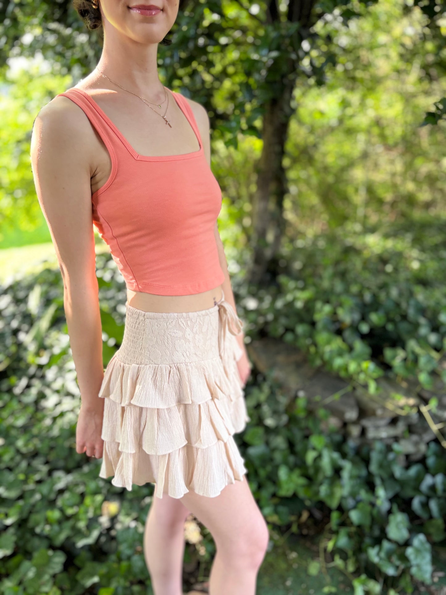 Peachy Keen Ruffle Skort