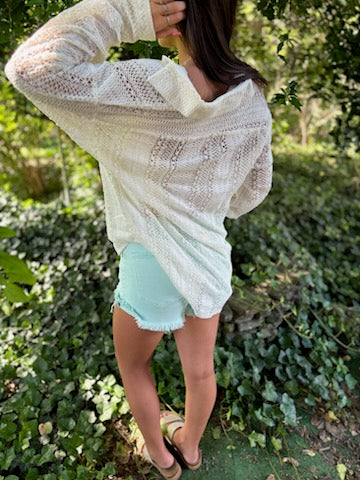 Salt Air Crochet Beach Button-Down