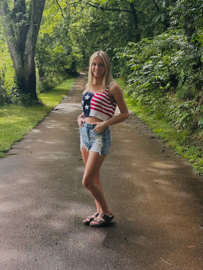 America The Beautiful Knit Crop