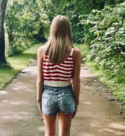 America The Beautiful Knit Crop