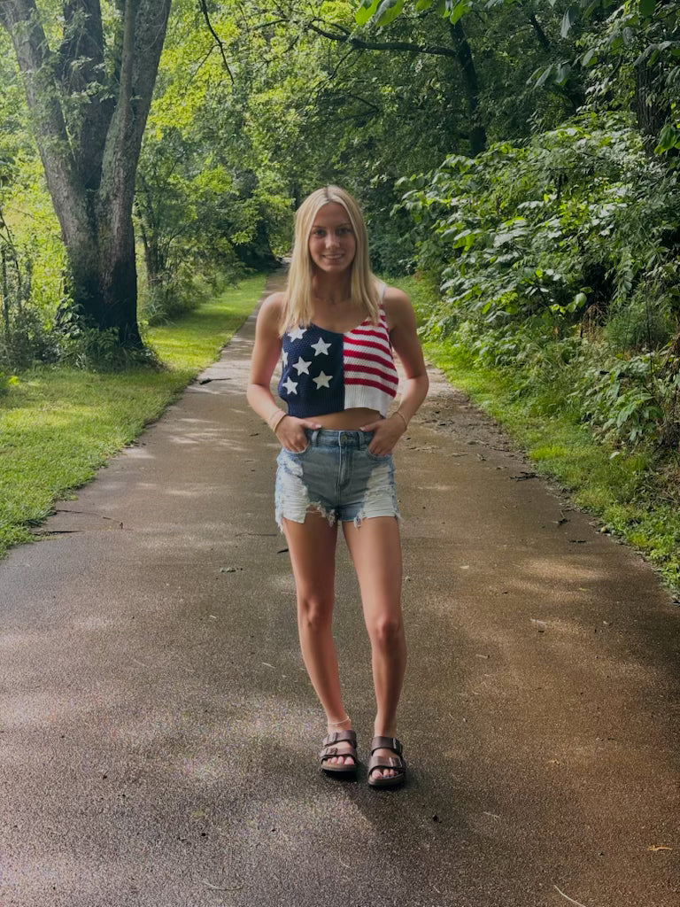 America The Beautiful Knit Crop