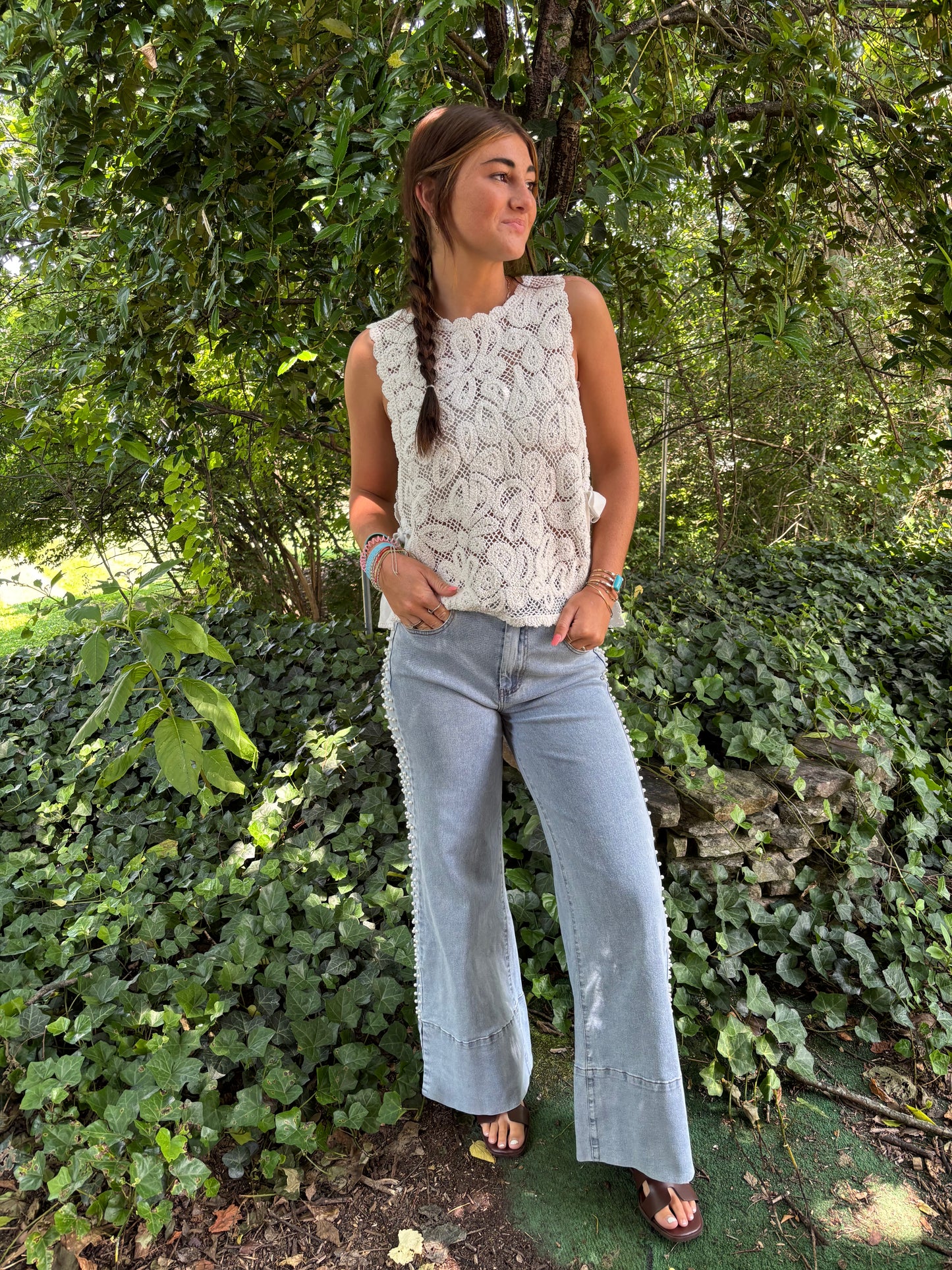 Seaside Lace Tie-Back Vest