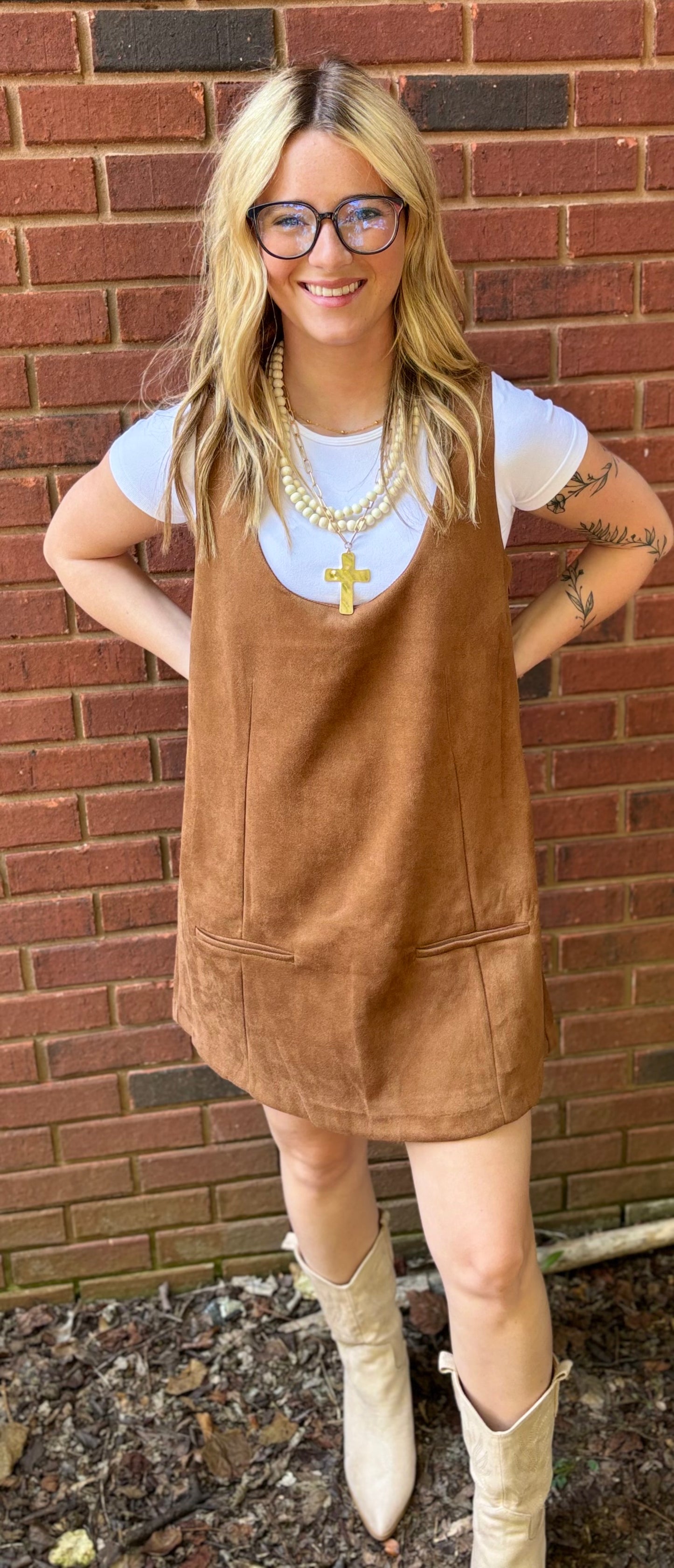 Golden Hour Suede Shift Dress