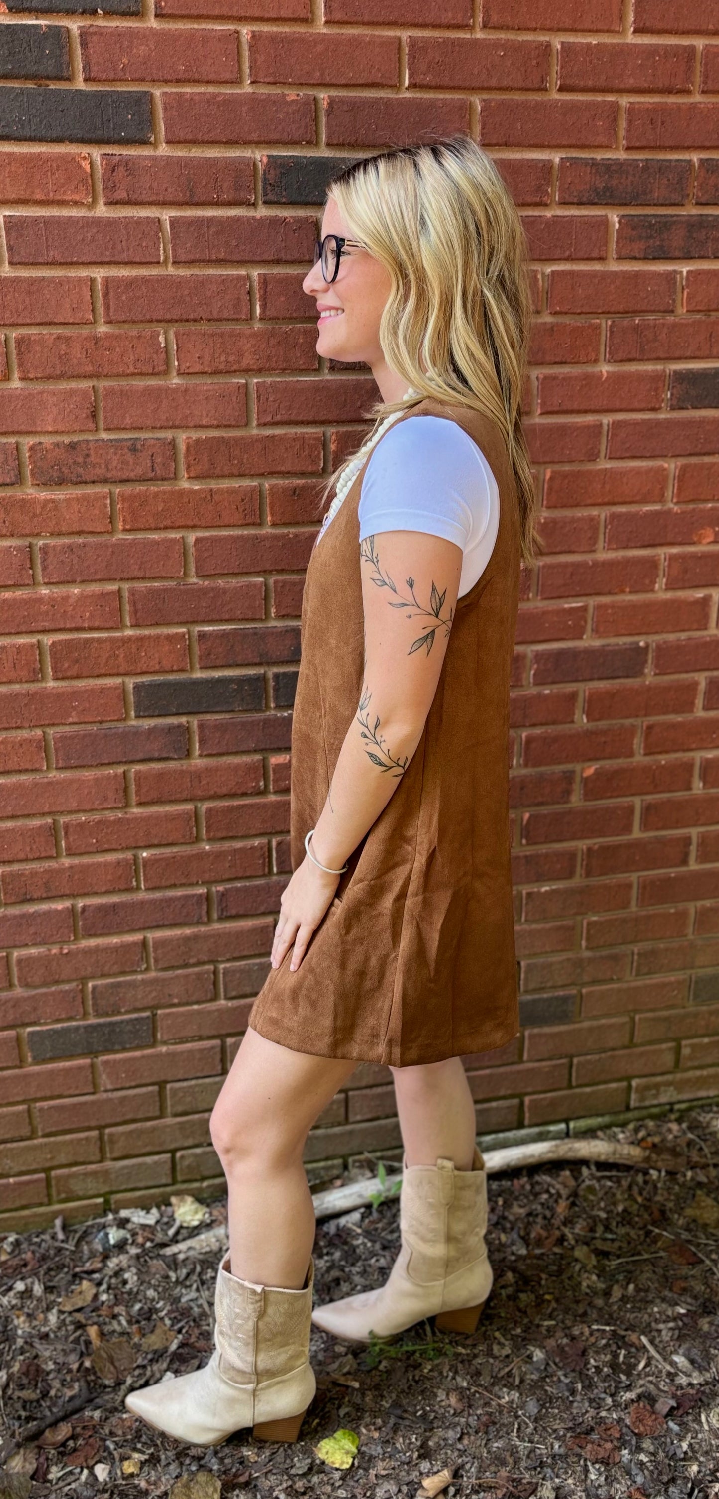 Golden Hour Suede Shift Dress