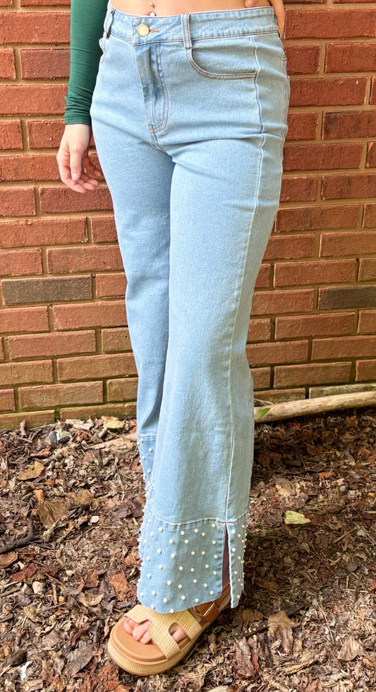 Pearl Wave Denim Flares