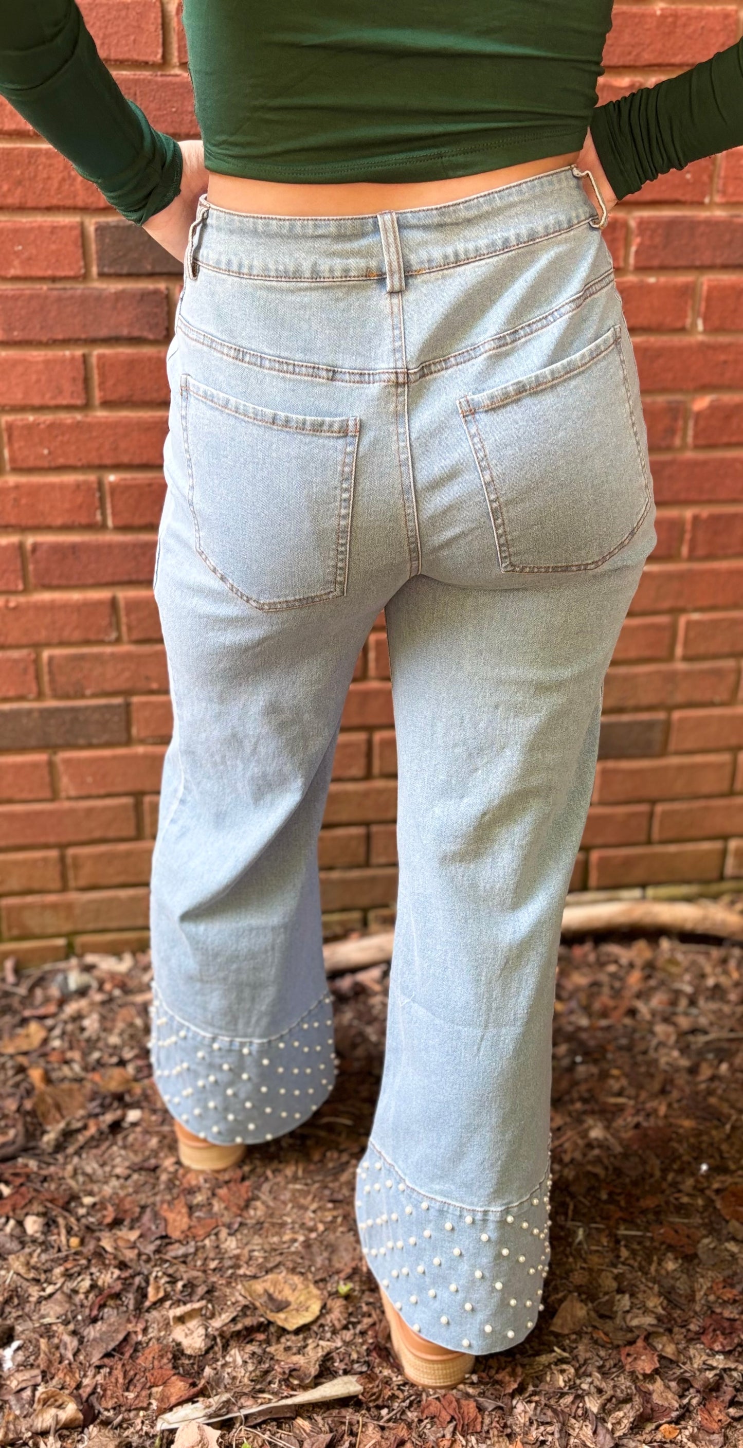 Pearl Wave Denim Flares