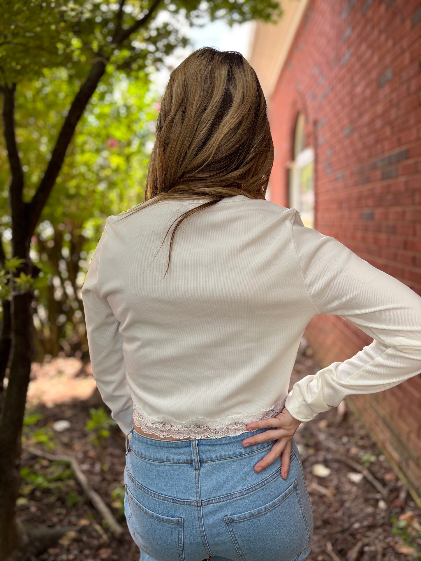 Ivory Lace Trim Top